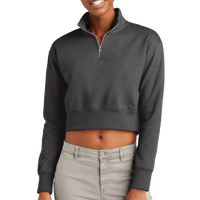 District Women's V.I.T. Fleece 1/2 Zip, Heathered Charcoal, Front view
