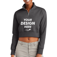 District Women's V.I.T. Fleece 1/2 Zip, Heathered Charcoal, Front view, Mockup