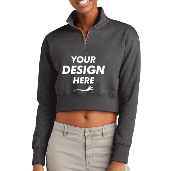 District Women's V.I.T. Fleece 1/2 Zip, Heathered Charcoal, Front view, Mockup