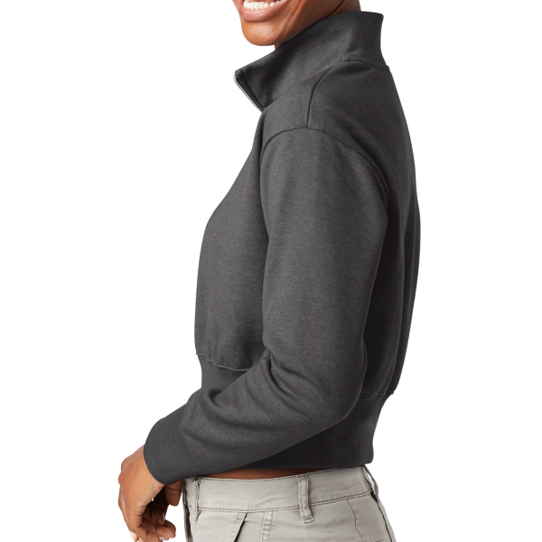 District Women's V.I.T. Fleece 1/2 Zip, Heathered Charcoal, Left Sleeve view