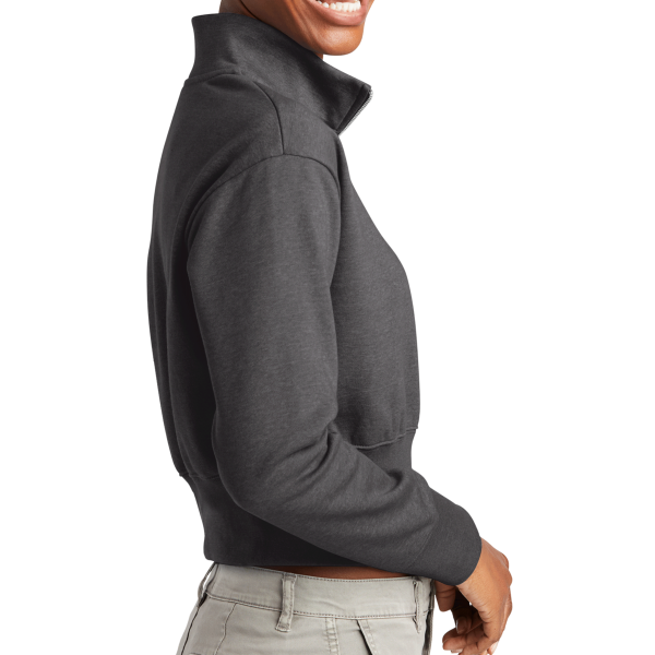 District Women's V.I.T. Fleece 1/2 Zip, Heathered Charcoal, Right Sleeve view