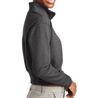 District Women's V.I.T. Fleece 1/2 Zip, Heathered Charcoal, Right Sleeve view