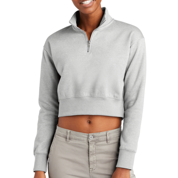 District Women's V.I.T. Fleece 1/2 Zip, Light Heather Grey, Front view