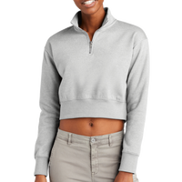 District Women's V.I.T. Fleece 1/2 Zip, Light Heather Grey, Front view