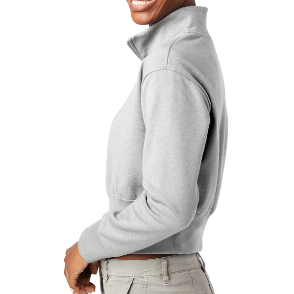 District Women's V.I.T. Fleece 1/2 Zip, Light Heather Grey, Left Sleeve view