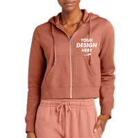 District Women's V.I.T. Fleece Full Zip Hoodie, Desert Rose, Front view, Mockup