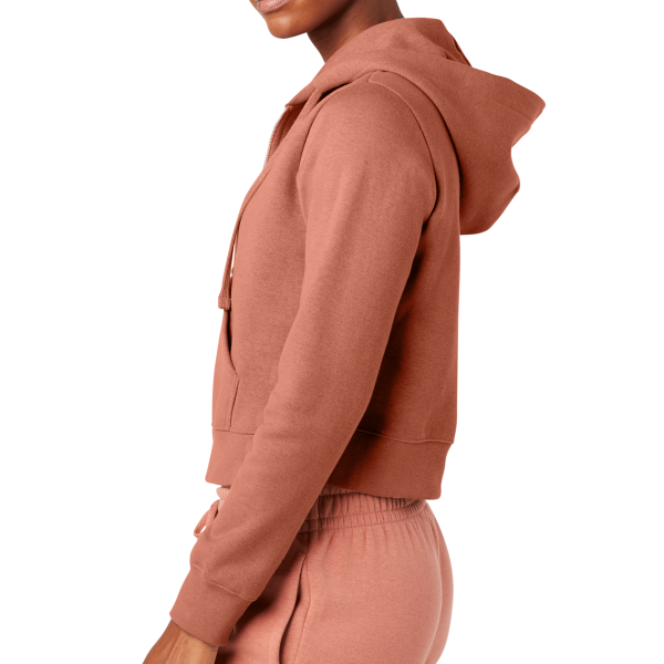 District Women's V.I.T. Fleece Full Zip Hoodie, Desert Rose, Left Sleeve view