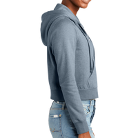 District Women's V.I.T. Fleece Full Zip Hoodie, Flint Blue Heather, Right Sleeve view