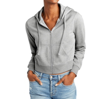 District Women's V.I.T. Fleece Full Zip Hoodie, Light Heather Grey, Front view
