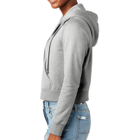 District Women's V.I.T. Fleece Full Zip Hoodie, Light Heather Grey, Left Sleeve view