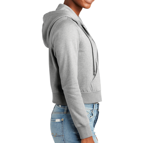 District Women's V.I.T. Fleece Full Zip Hoodie, Light Heather Grey, Right Sleeve view