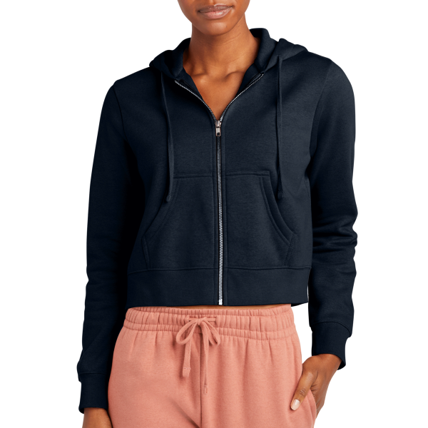 District Women's V.I.T. Fleece Full Zip Hoodie, New Navy, Front view