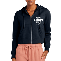 District Women's V.I.T. Fleece Full Zip Hoodie, New Navy, Front view, Mockup