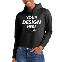 District Women's V.I.T. Fleece Hoodie, Black, Front view, Mockup