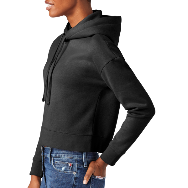 District Women's V.I.T. Fleece Hoodie, Black, Left Sleeve view