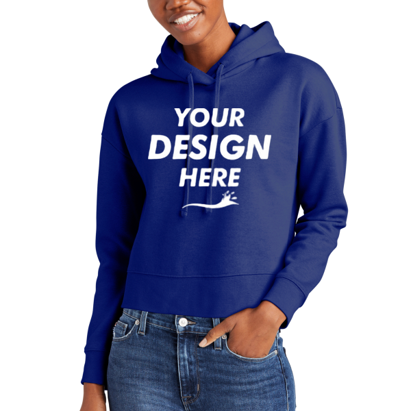 District Women's V.I.T. Fleece Hoodie, Deep Royal, Front view, Mockup