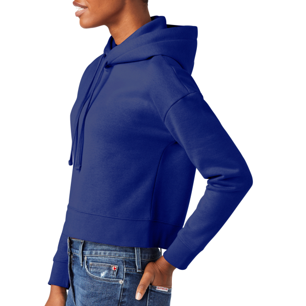 District Women's V.I.T. Fleece Hoodie, Deep Royal, Left Sleeve view