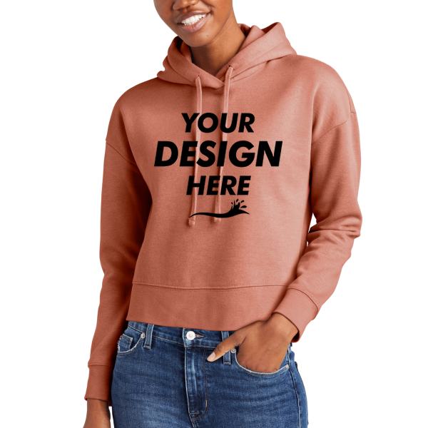 District Women's V.I.T. Fleece Hoodie, Desert Rose, Front view, Mockup