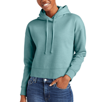 District Women's V.I.T. Fleece Hoodie, Eucalyptus Blue, Front view