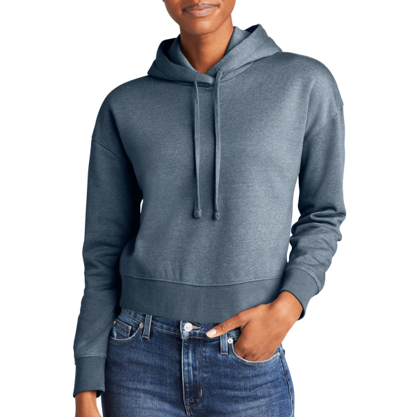 District Women's V.I.T. Fleece Hoodie, Flint Blue Heather, Front view