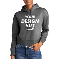 District Women's V.I.T. Fleece Hoodie, Heathered Charcoal, Front view, Mockup