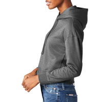 District Women's V.I.T. Fleece Hoodie, Heathered Charcoal, Left Sleeve view