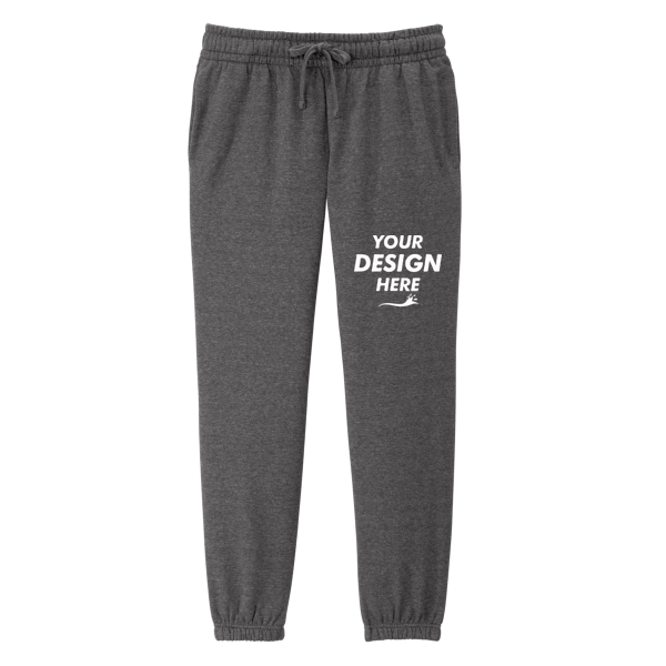 District Women's V.I.T. Fleece Sweatpant, Heathered Charcoal, Front view, Mockup