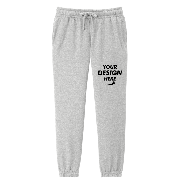 District Women's V.I.T. Fleece Sweatpant, Light Heather Grey, Front view, Mockup
