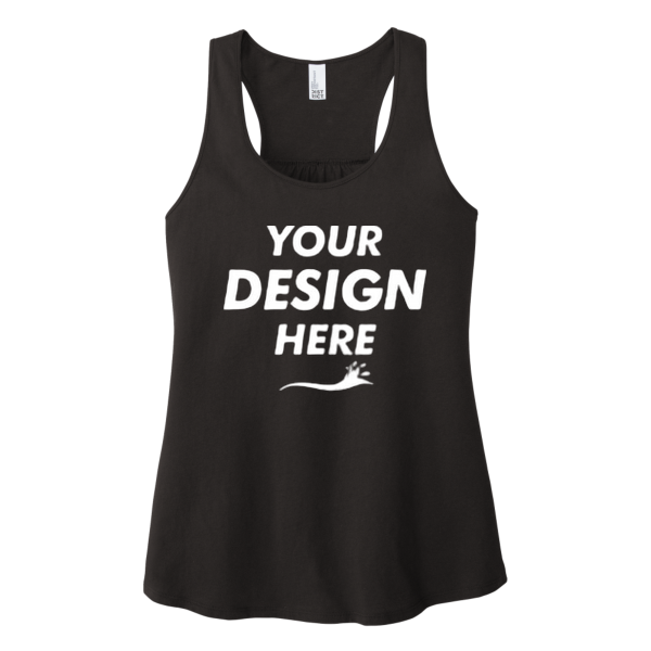 District Women's V.I.T. Racerback Tank, Black, Front view, Mockup