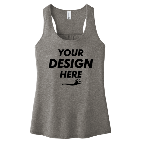 District Women's V.I.T. Racerback Tank, Grey Frost, Front view, Mockup
