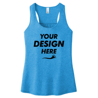 District Women's V.I.T. Racerback Tank, Heathered Bright Turquoise, Front view, Mockup