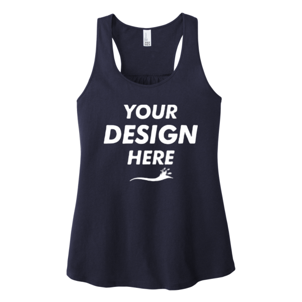 District Women's V.I.T. Racerback Tank, New Navy, Front view, Mockup