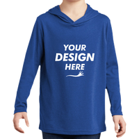 District Youth Perfect Tri ® Long Sleeve Hoodie, Deep Royal, Front view, Mockup