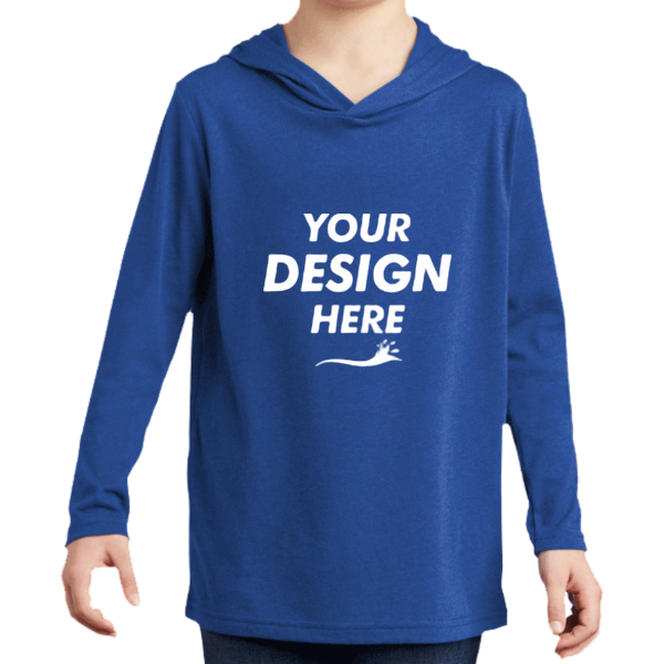 District Youth Perfect Tri ® Long Sleeve Hoodie, Deep Royal, Front view, Mockup