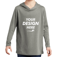 District Youth Perfect Tri ® Long Sleeve Hoodie, Grey Frost, Front view, Mockup