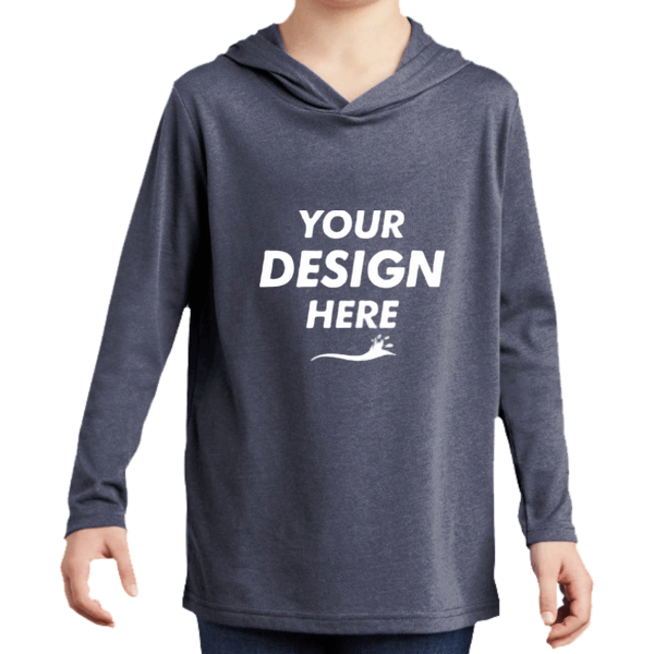 District Youth Perfect Tri ® Long Sleeve Hoodie, Navy Frost, Front view, Mockup