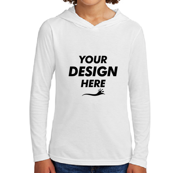 District Youth Perfect Tri ® Long Sleeve Hoodie, White, Front view, Mockup