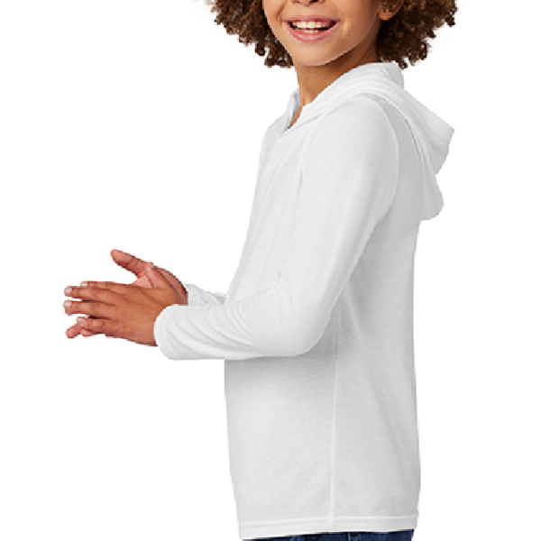 District Youth Perfect Tri ® Long Sleeve Hoodie, White, Left Sleeve view