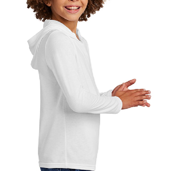 District Youth Perfect Tri ® Long Sleeve Hoodie, White, Right Sleeve view