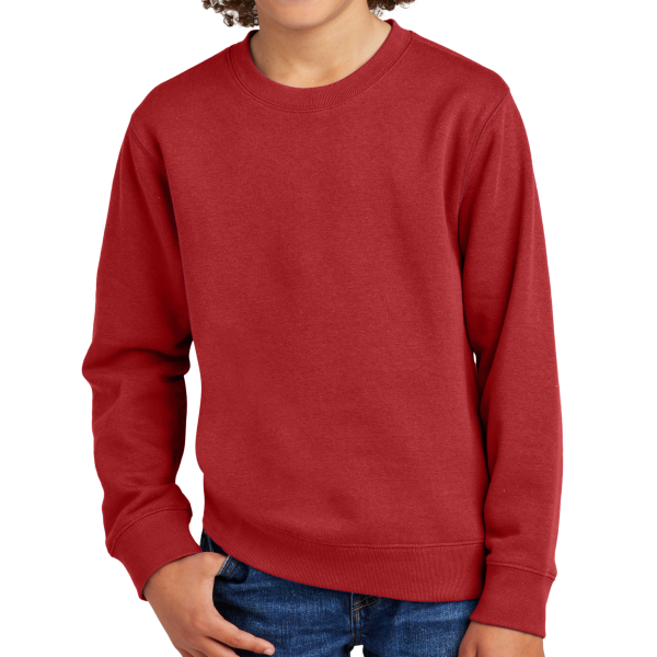District Youth V.I.T. Fleece Crew, Classic Red, Front view