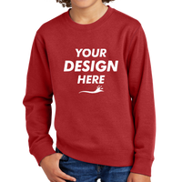 District Youth V.I.T. Fleece Crew, Classic Red, Front view, Mockup