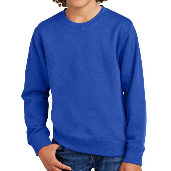 District Youth V.I.T. Fleece Crew, Deep Royal, Front view