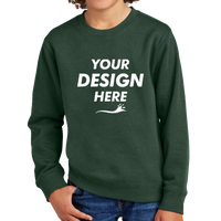 District Youth V.I.T. Fleece Crew, Forest Green, Front view, Mockup