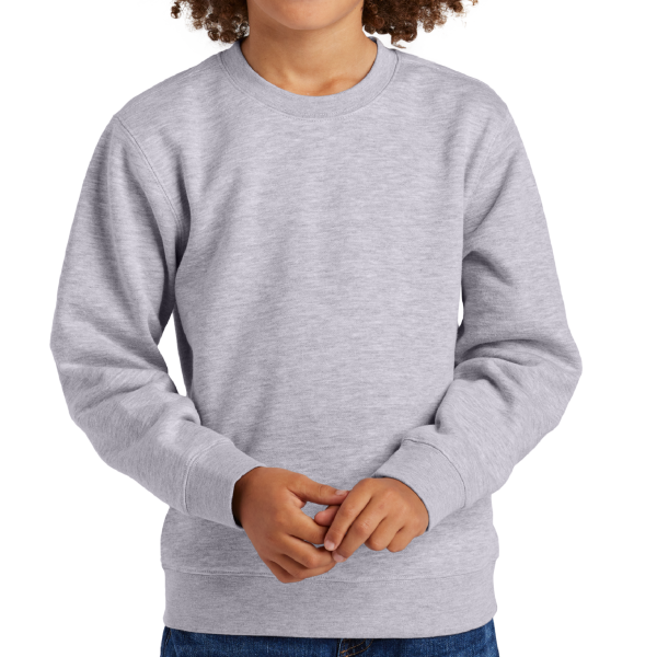 District Youth V.I.T. Fleece Crew, Light Heather Grey, Front view