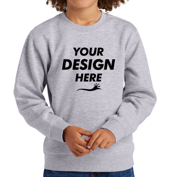 District Youth V.I.T. Fleece Crew, Light Heather Grey, Front view, Mockup