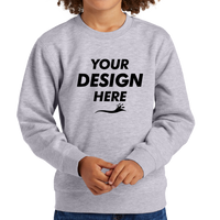 District Youth V.I.T. Fleece Crew, Light Heather Grey, Front view, Mockup
