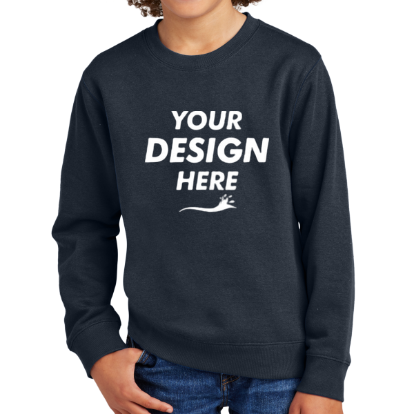 District Youth V.I.T. Fleece Crew, New Navy, Front view, Mockup