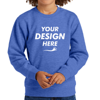 District Youth V.I.T. Fleece Crew, Royal Frost, Front view, Mockup