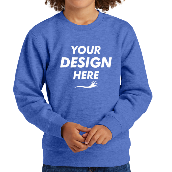 District Youth V.I.T. Fleece Crew, Royal Frost, Front view, Mockup