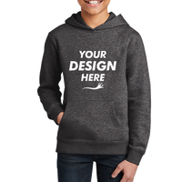 District Youth V.I.T. Fleece Hoodie, Heathered Charcoal, Front view, Mockup